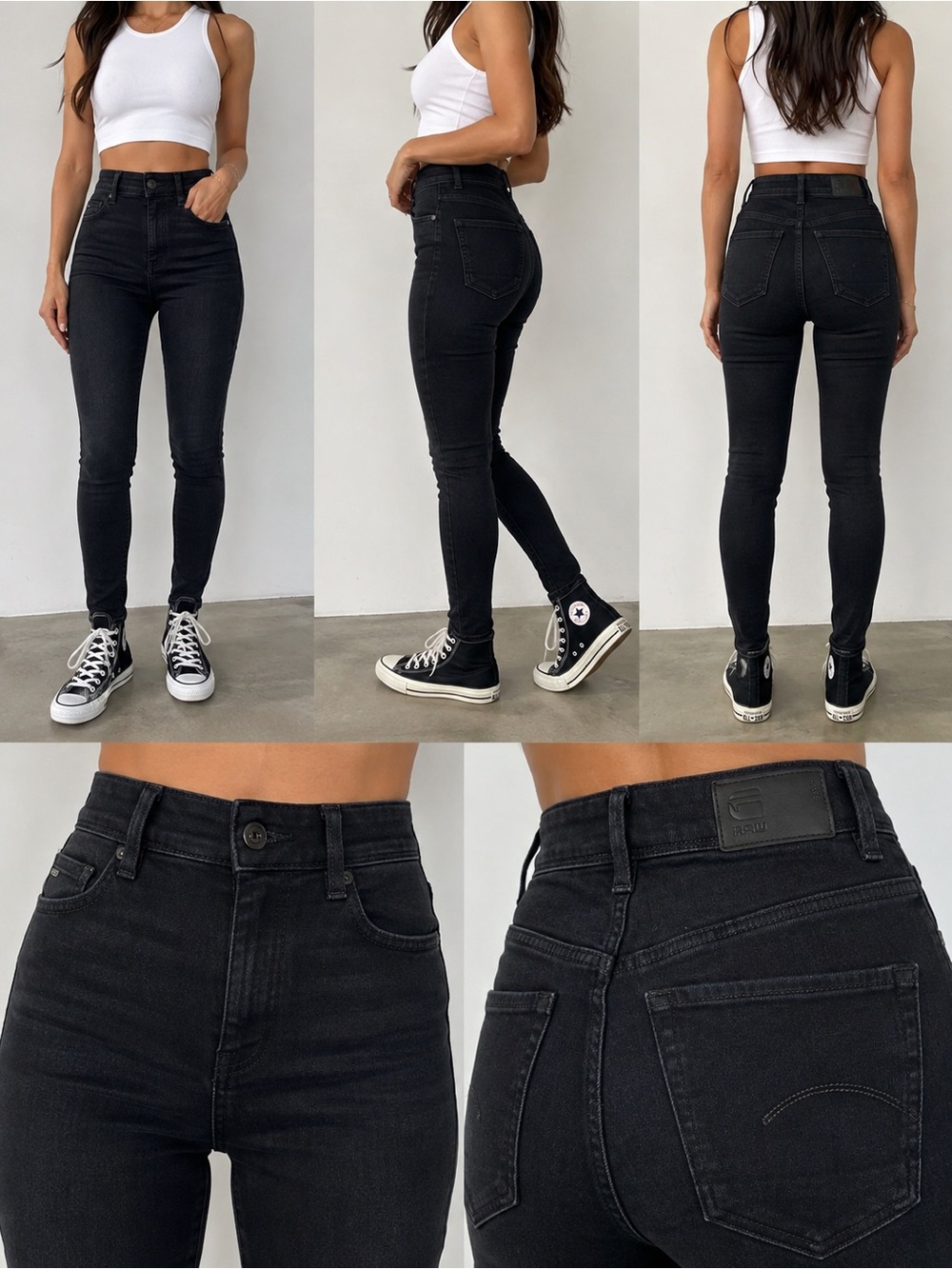 G-Star RAW Kafey Ultra High Skinny Black Jeans W32 L32